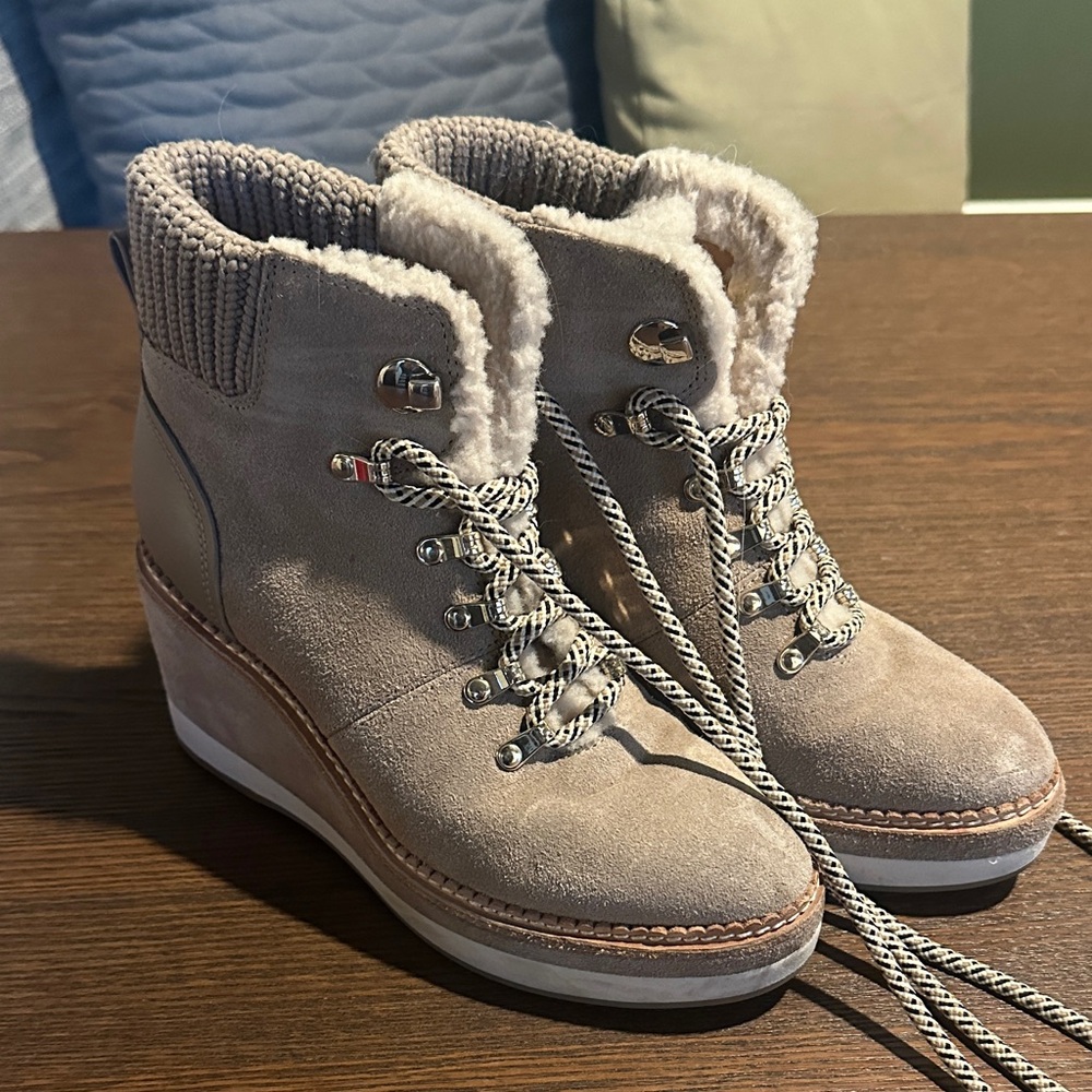 Kate Spade Beige Suede Wedge Boots